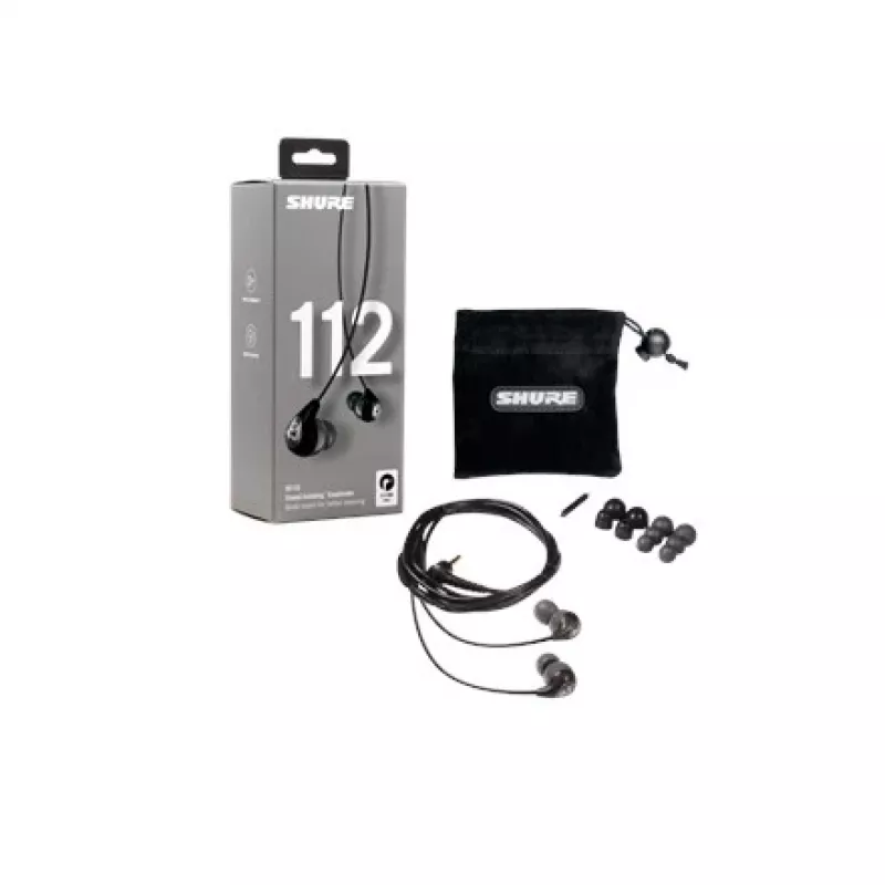 Shure SE112-GR austiņas, vadu, iekšauss, zvaniem/mūzikai, melnas, pelēkas