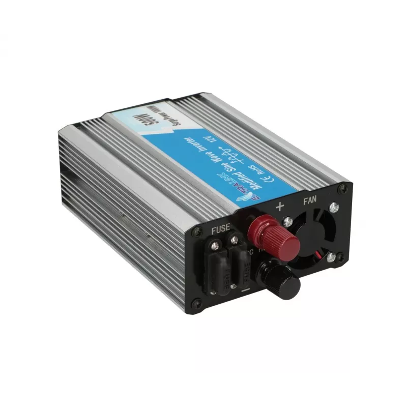 Automašīnas sprieguma pārveidotājs Extralink OPIM-500W 12V, 500W modificēts sinusoidāls, alumīnija korpuss, aktīvā dzesēšana