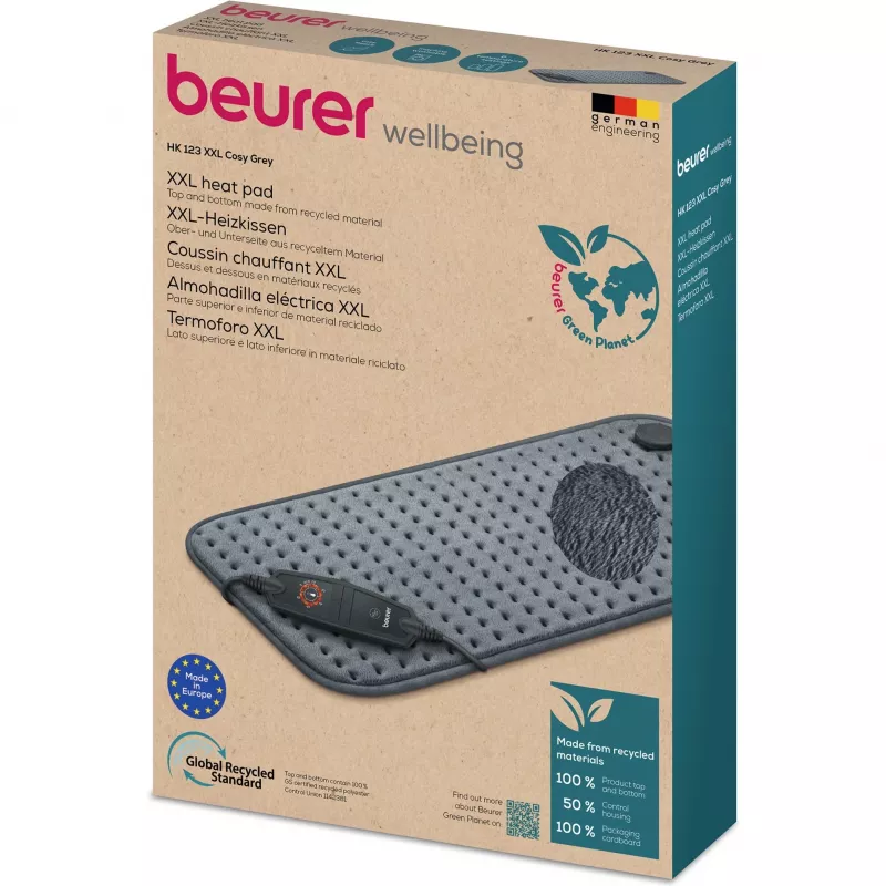 Beurer HK 123 XXL Cosy Grey Green Planet sildīšanas paliktnis 60x30cm 6 līmeņi automātiska izslēgšanās