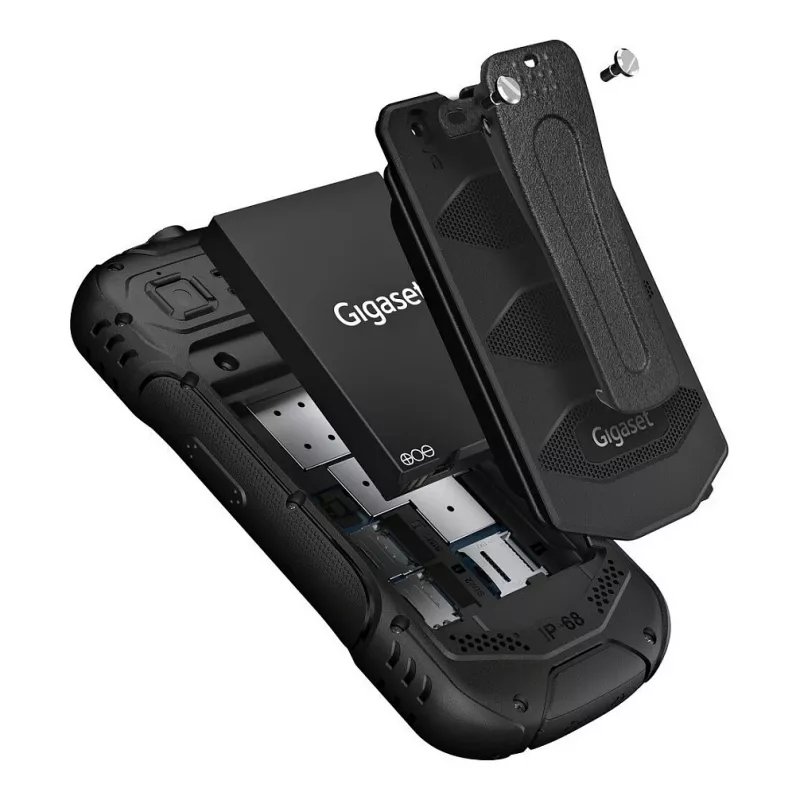 GIGASET GLX 8 ACTIVE melns 6,1 cm 2,4 collu displejs Push-to-talk funkcija 2500 mAh akumulators IP68 2 MP kamera Dual-SIM Bluetooth