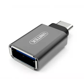 UNITEK Y-A025CGY kabeļa interfeisa/dzimuma adapteris USB Type-C uz USB Type-A, metālisks