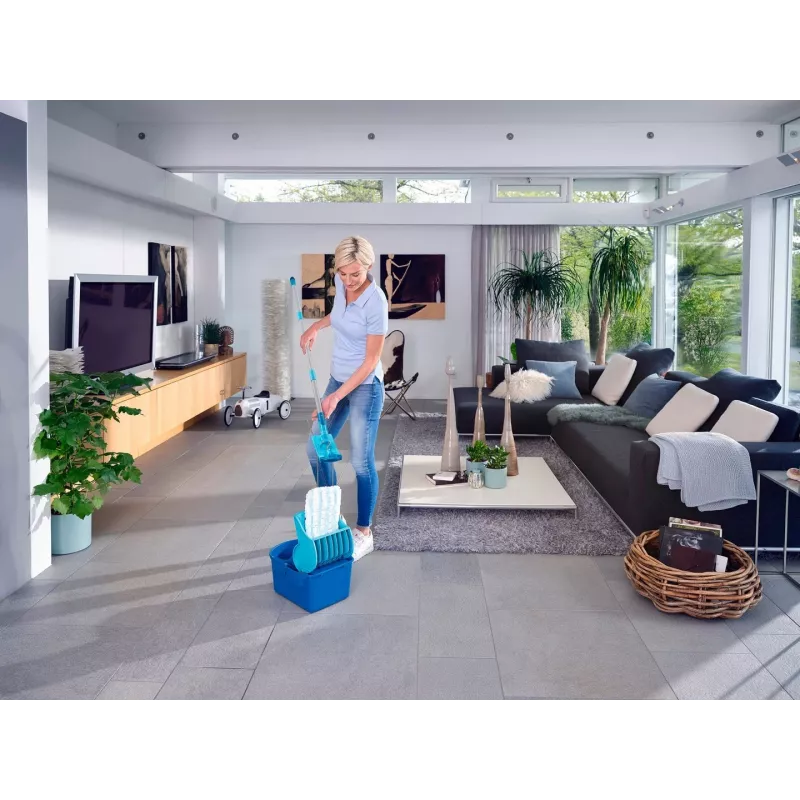 Leifheit 55092 mops no mikrošķiedras 8000 ml sausais un mitrais, zils, pelēks
