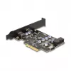 PCI Express x4 karte DELOCK 90345 ar 2 ārējiem USB Type-C portiem