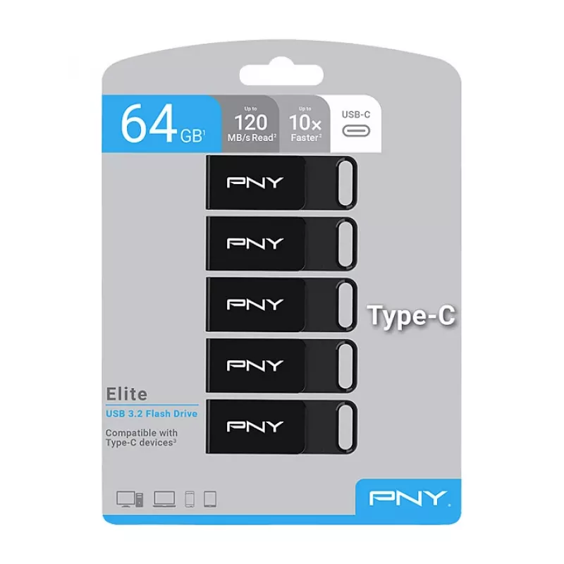 STICK PNY Elite - USB zibatmiņa - 64 GB - USB-C