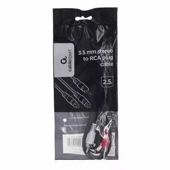 Gembird 2,5 m, 3,5 mm/2xRCA, M/M audio kabelis melns, sarkans, balts
