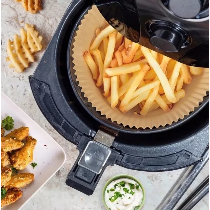 Papīra fritēšanas ieliktņi apaļi 16 cm, 50 gab. iepakojumā – saderīgi vienreizlietojami eļļu absorbējoši fritēšanas papīri