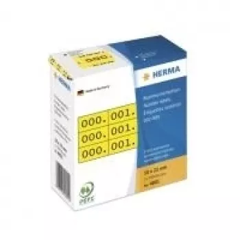 Numuru uzlīmes HERMA ar trīskāršiem numuriem pašlīmējošas 10x22 mm dzeltenas/melnas