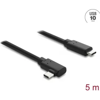 DELOCK aktīvais optiskais USB Type-C–Type-C kabelis 10 Gbps, leņķveida spraudņi, 5 m