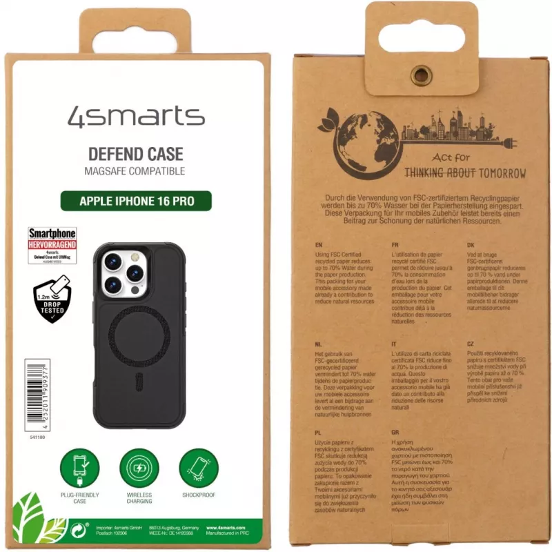 Cover 4smarts 541180 for iPhone 16 Pro 16 cm Melns