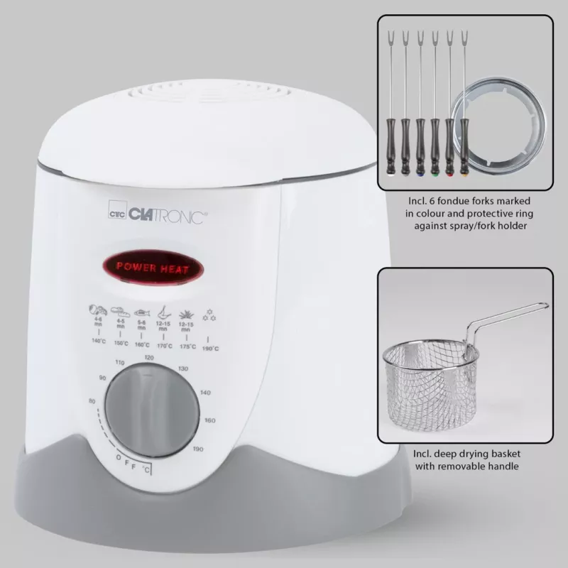 Clatronic FFR 2916 Viena 1 L Brīvi stāvoša 900 W Fritēze Pelēka, Balta