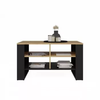 Topeshop STOLIK KAWOWY ŁAWA MODERN 4P Dąb Artisan Czerń kafijas galdiņa virsma