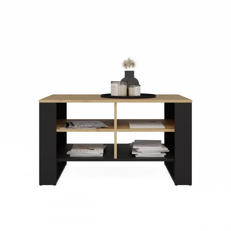 Topeshop STOLIK KAWOWY ŁAWA MODERN 4P Dąb Artisan Czerń kafijas galdiņa virsma