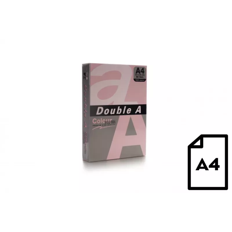 Krāsains papīrs Double A, 80g, A4, 500 loksnes, rozā