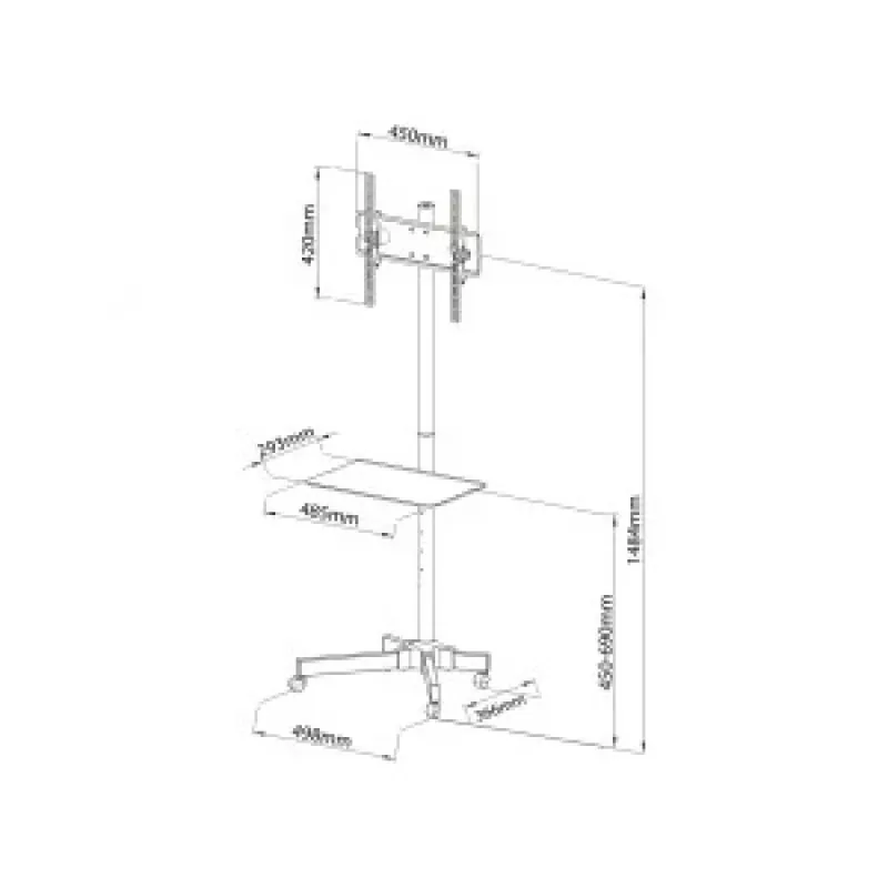 TV galds/ratiņi uz riteņiem + rokturis 23-55 25 kg S-09