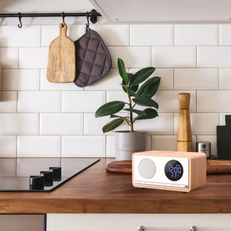 MANTA RDI912W Rimini pulksteņa radio, Bluetooth un bezvadu uzlāde, balts