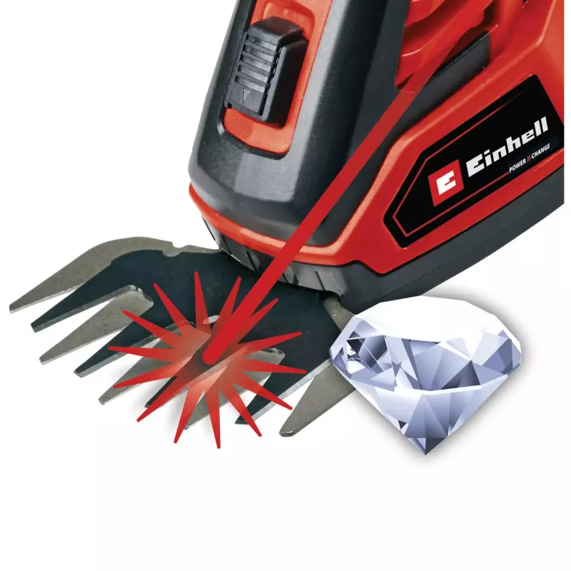 Zāles un krūmu šķēres EINHELL GE-CG 18/100 Li 18 V Li‑Ion 2,5 Ah — bezvada trimmeris ar asmeņiem 100 mm