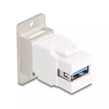 Keystone modulis DELOCK 67337 panelī montējams USB Type-B uz USB Type-A 5 Gbps, sudraba/balts