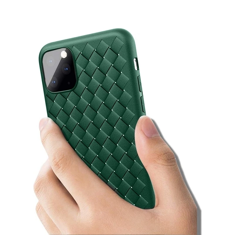 Aizsargājošs mīksts vāciņš Devia iPhone 11 Pro Max ar auduma raksta dizainu, zaļš