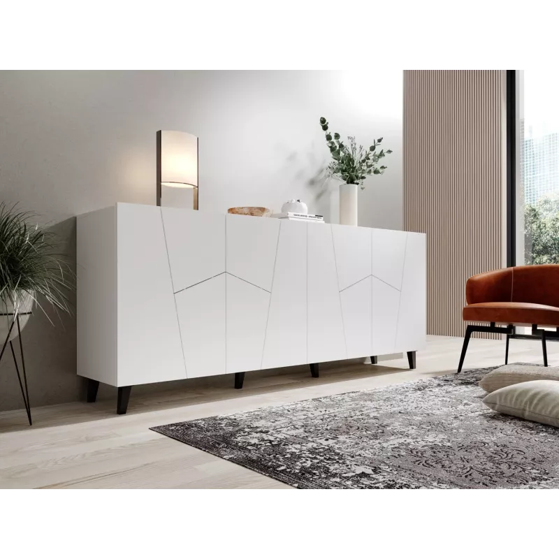 Kumode Cama Meble ETNA 200x42x82 cm, matēti balta, skaidu plātne, 16 mm rāmis