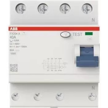ABB noplūdes strāvas aizsardzības slēdzis FX204A-40/0.03 4P tips A 40A 30mA (2CSF204165R1400)