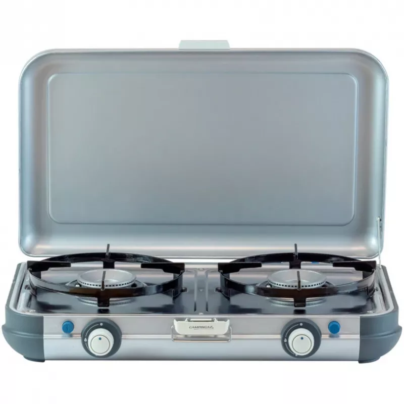Portable grill stove Campingaz 2213311 — 2-zone, 5.4 kg, 490×350 mm, Melns/pelēka/silver