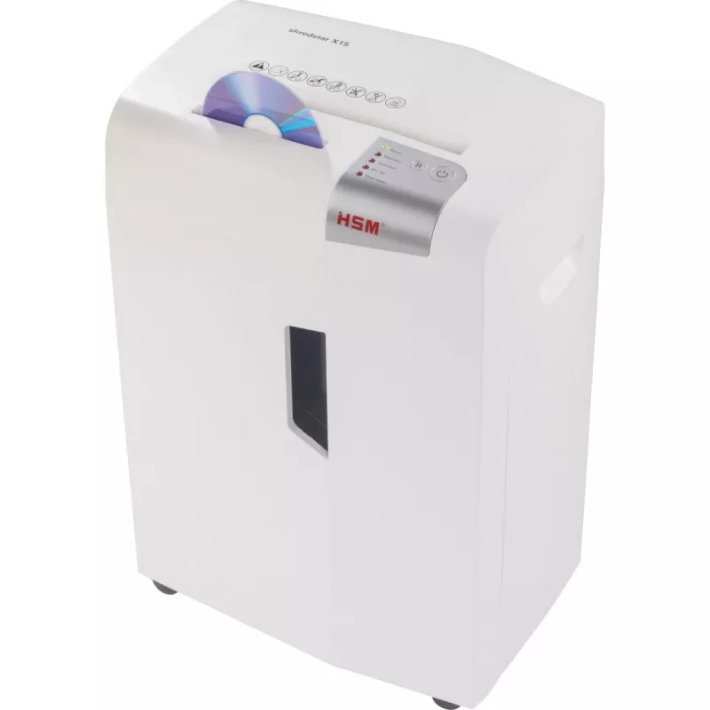 Papīra smalcinātājs HSM X15, daļiņu griezums P-4, 23 cm darba platums, 16 lapu ietilpība, 26 L tvertne, sudraba