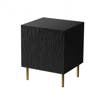 Naktsgaldiņu komplekts 2 gab. cama meble JUNGLE — 53.5×40.5×44 cm, melns matēts MDF/skaidu plātne, zelta kājas