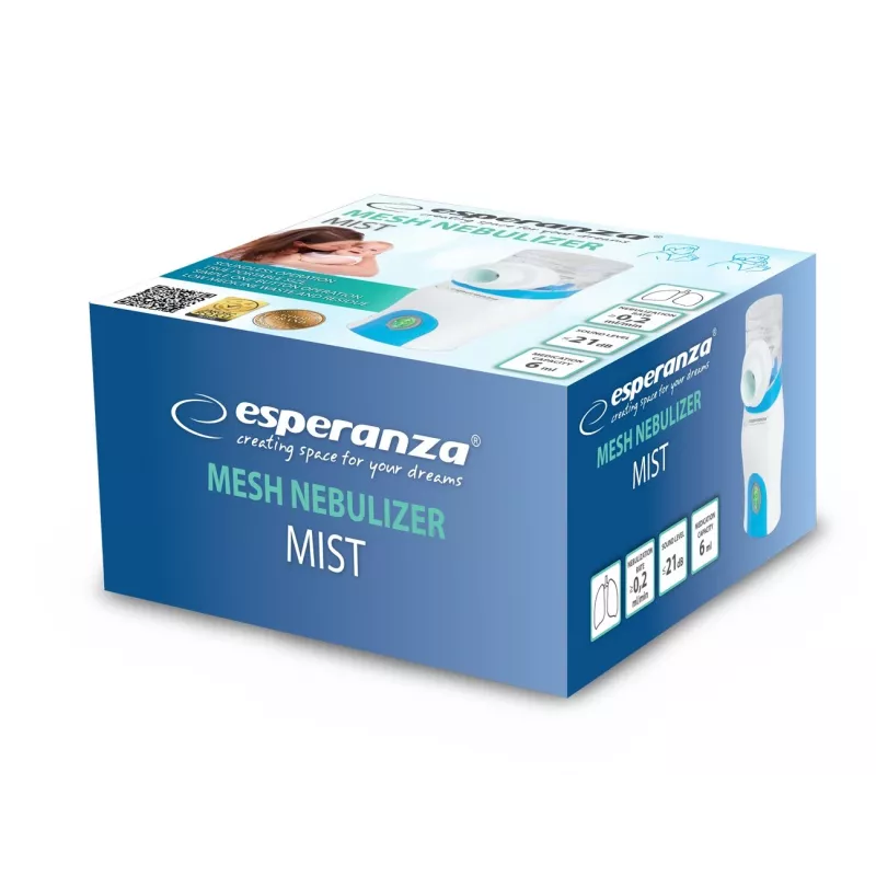 Portable inhaler ESPERANZA ECN005 — compact pocket nebulizer, 0.2 ml/min, 21 dB, USB, 2×AA
