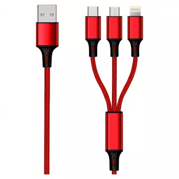 USB kabelis 2GO 797150 1,5 m USB B USB C/Micro-USB B/Lightning sarkans