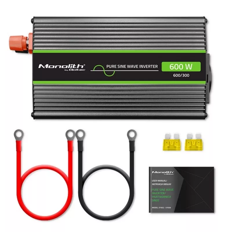 Qoltec Monolith strāvas adapteris Auto 600 W Melns