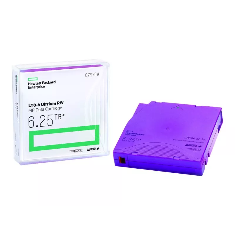 HPE LTO Ultrium 6 RW datu lentes kasetne C7976AN — 6,25 TB, violeta, 20 iepakojumā