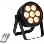 LED prožektors EUROLITE 4C-7 Silent plāns 7W RGB — kompakts skatuves/ambienta apgaismojums, 7W RGB jauda