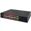 Tīkla komutators QOLTEC 52292 — Gigabit Ethernet PoE, 16x RJ45, 2x RJ45 augšupsaites, 2x SFP