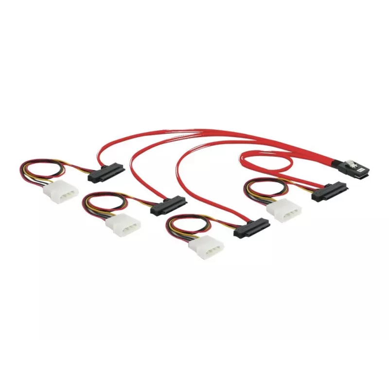 DeLOCK - iekšējais SAS kabelis (Serial Attached SCSI) - 4 joslu - 36 kontaktu 4i Mini MultiLane - iekšējā barošana, 4 kontaktu, iekšējais SAS, 29 kontaktu (SFF-8482) - 50 cm (83059)