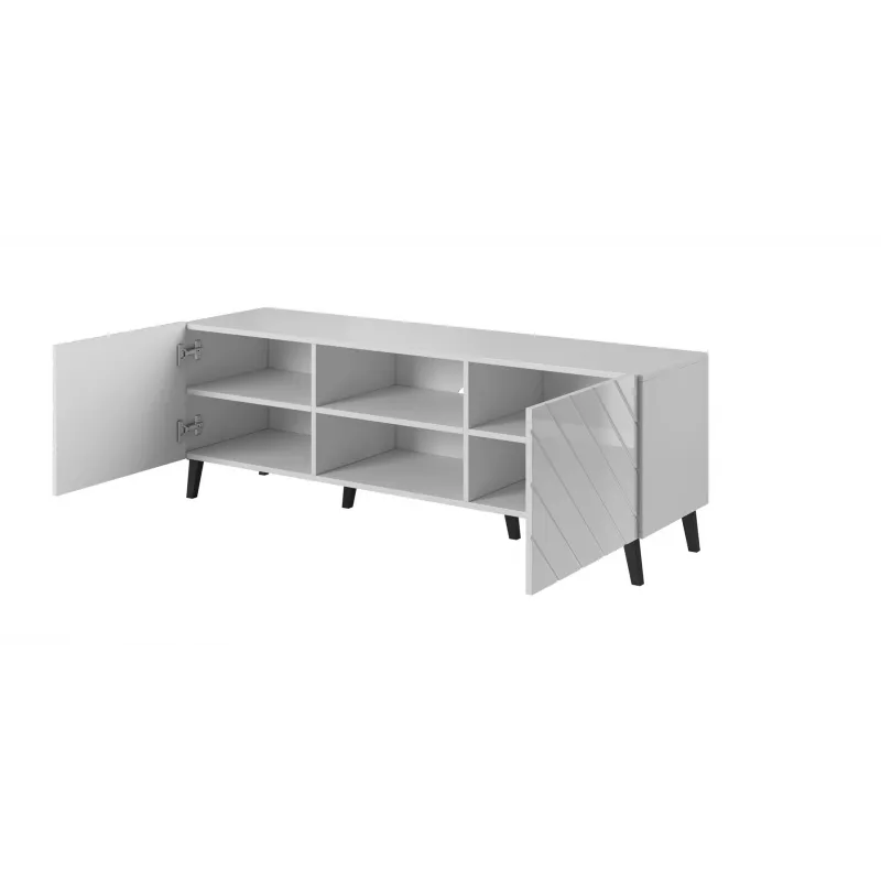 RTV skapis ABETO 150x42x52 balts/balts glancēts