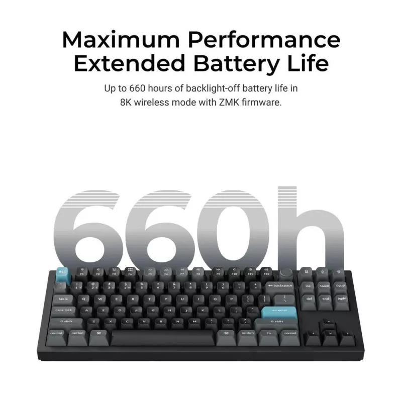 Mehāniskā tastatūra Keychron Q3 Ultra 8K — 80% QWERTY, vadu un Bluetooth, RGB, melna