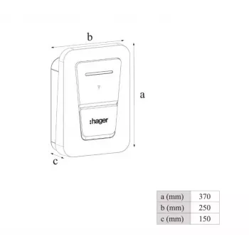 Pie sienas montējama EV uzlādes stacija Hager witty one 11 kW 3 fāžu ar 2. tipa ligzdu, RFID, Bluetooth, 4,5 m kabelis, IP55, IK10
