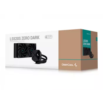 Viss vienā šķidruma dzesētājs DeepCool LS520S — 120 mm ventilatori, 500–2250 RPM, melns, atbalsta LGA1700/AM5/TR4