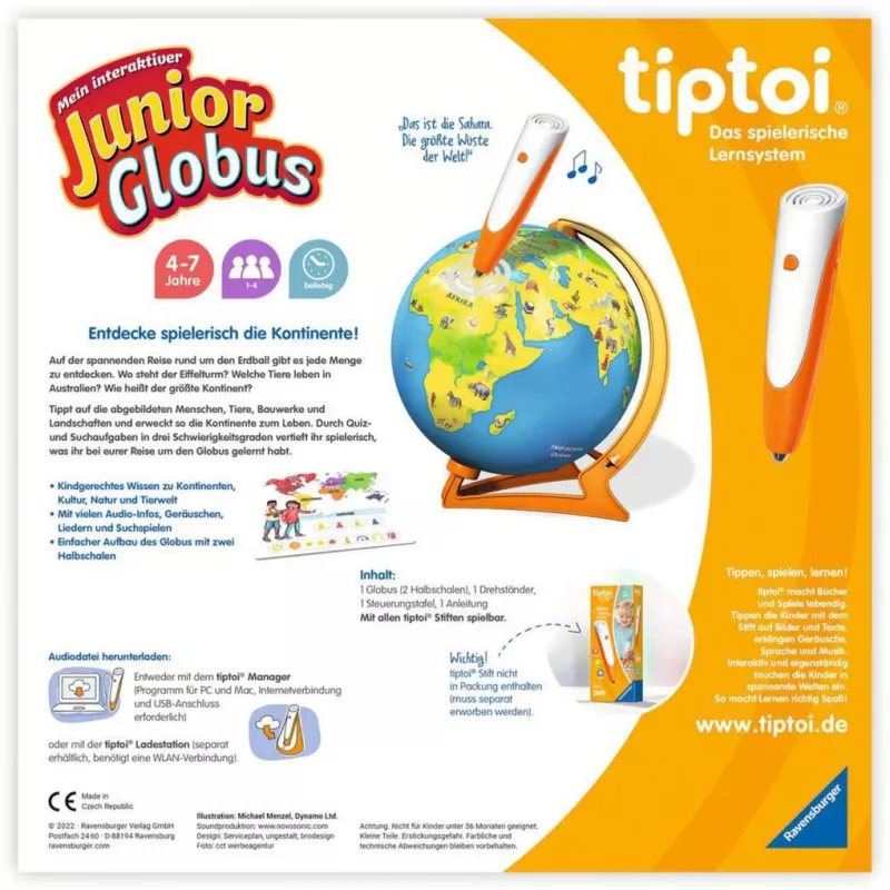 Izglītojoša rotaļlieta Ravensburger tiptoi Mein interaktiver Junior Globus
