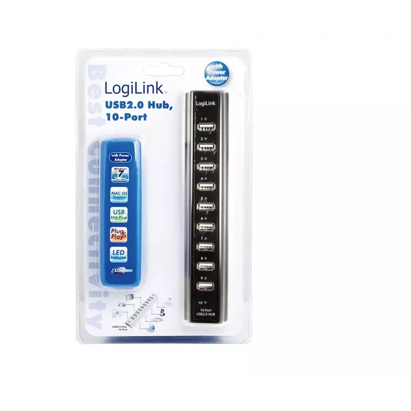 LogiLink UA0096 interfeisa centrmezgls 480 Mbit/s Melns