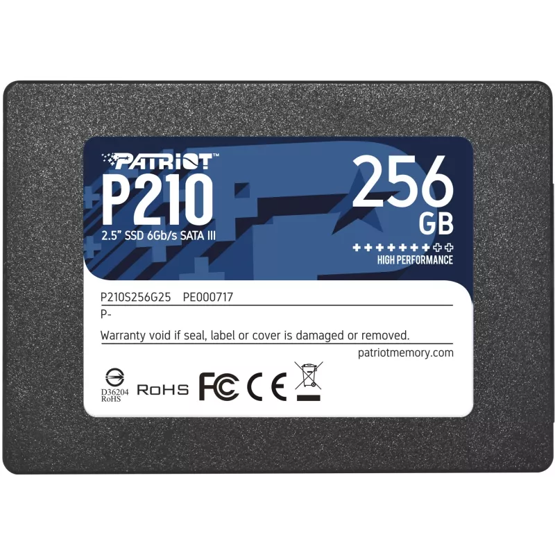 2.5 inch SATA III SSD Patriot P210 256 GB — 500 MB/s lasīšana, 400 MB/s rakstīšana, 7 mm