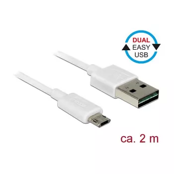 USB kabelis DeLOCK 84808 USB 2.0 2 m USB A Micro-USB B Balts