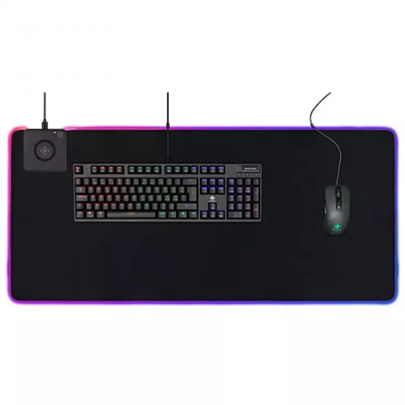 Deltaco GAM-092 - melns - vienkrāsains - neoprēns - USB - spēļu peles paliktnis