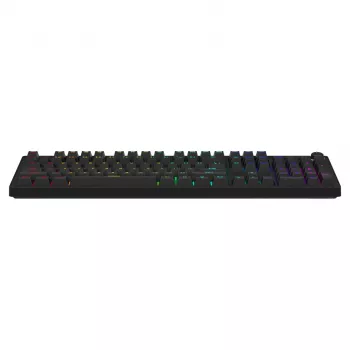 Mehāniskā spēļu klaviatūra SAVIO STYX Outemu Blue Hot-Swap RGB USB QWERTY US International melna 104 taustiņu pilnizmēra