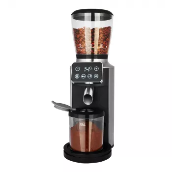 Burr coffee grinder GASTROBACK Design Pro Touch 30 — koniska dzirnakmens, 300 g tvertne, 150 W, melna/caurspīdīga