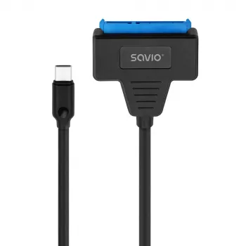 SAVIO SATA uz USB-C saskarnes kabelis AK-69, SATA sieviešu uz USB-C vīriešu, USB 3.2 Gen 1 (5 Gbit/s), 0,25 m, melns
