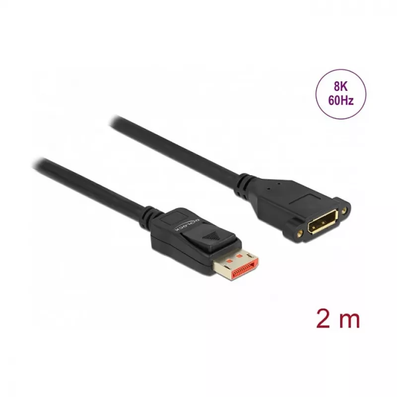 DisplayPort pagarinātāja kabelis paneļa montāžai DeLOCK 8K 60 Hz 2 m