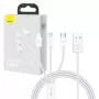 USB kabelis Baseus SUP0003529 — USB 3.2 Gen 1 (3.1 Gen 1), 1 m, USB-A uz USB-C / Micro USB-A / Lightning, balts