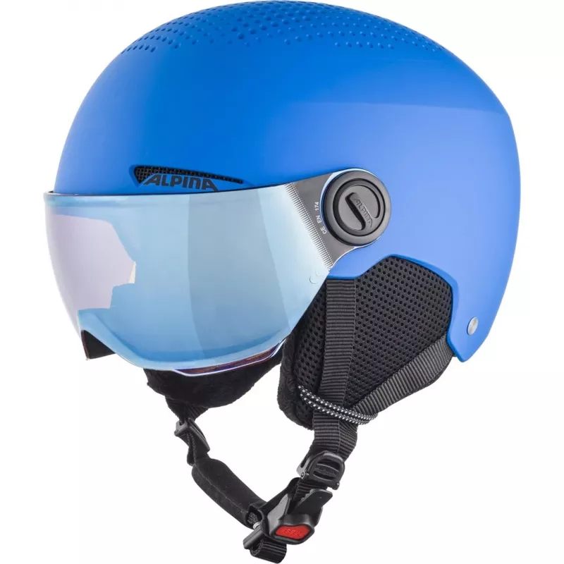 ALPINA ZUPO VISOR QLite ķivere — bērnu slēpošanas ķivere, cietais apvalks, 54–58 cm, integrēts vizieris, Run System Ergo Snow