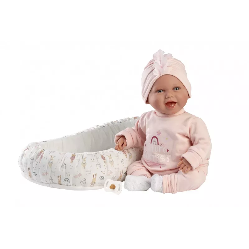 Bērnu lelle Llorens Mimi Baby 42 cm — reālistiska seja, smejas, mīksts ķermenis